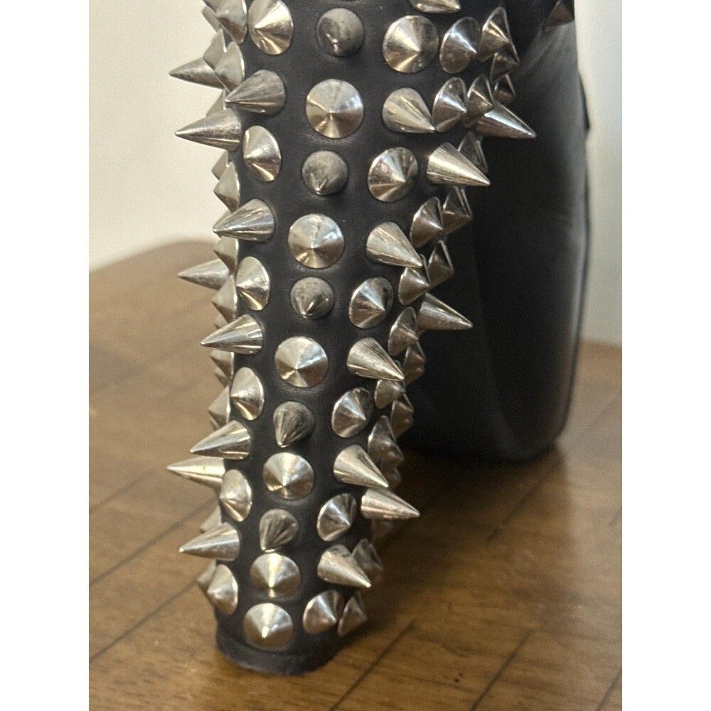 Rare Jeffrey Campbell Havana Last SPIKE Black Leather Spiked Platform Boots 7.5 - Picture 6 of 15